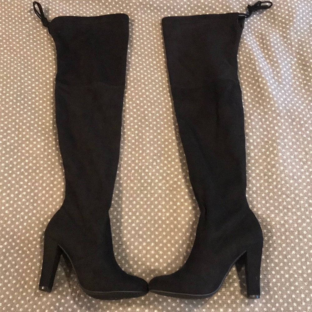 Black over the knee suede like boots
